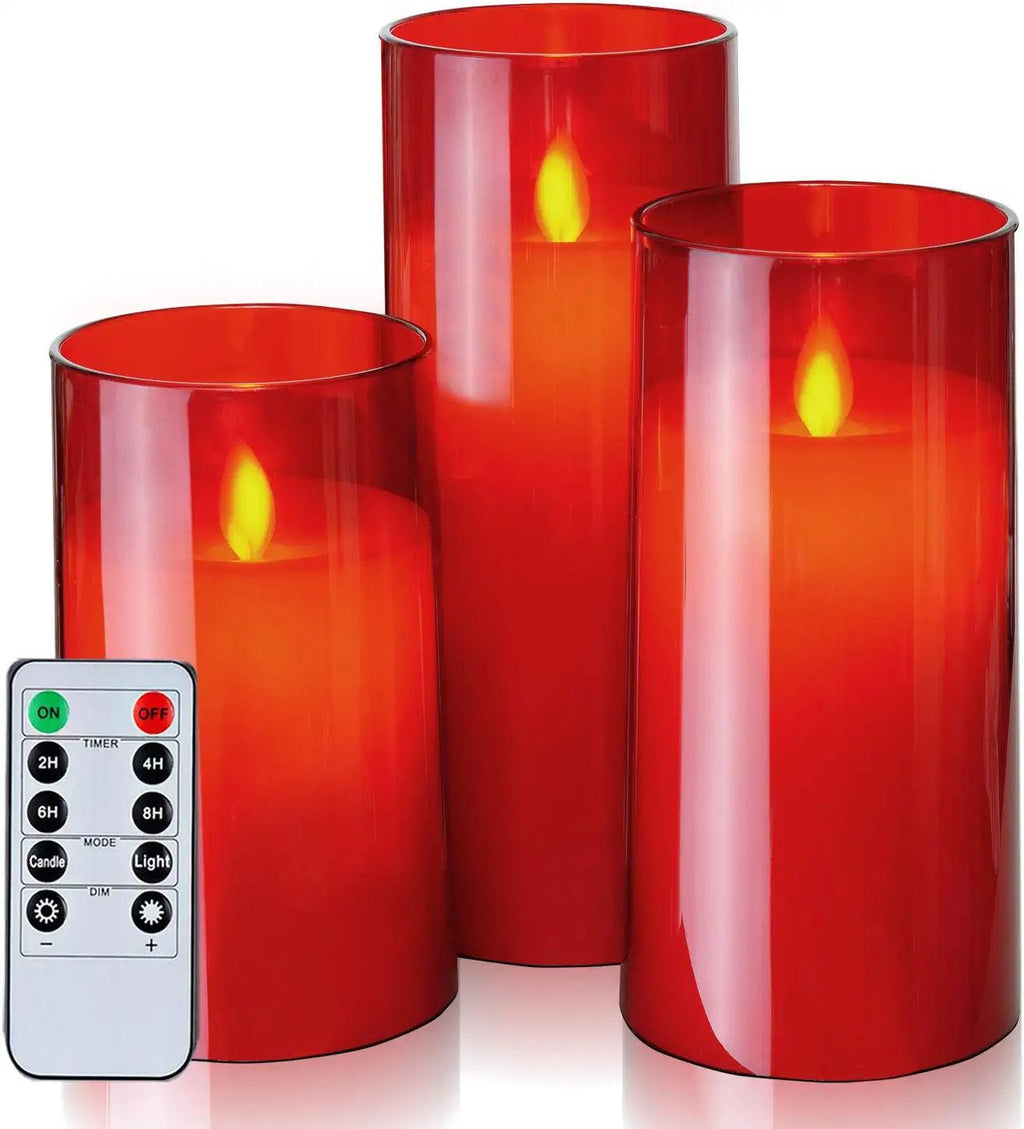 Flickering Flameless Candles, Battery Operated Acrylic LED Pillar Candles with Remote Control and Timer - Decotree.co Online Shop