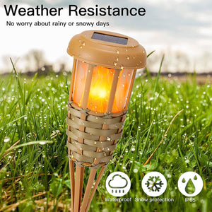 Flickering Flames Torch Solar Lights Handmade Bamboo Outside Flame Lighting Waterproof for Path - Decotree.co Online Shop