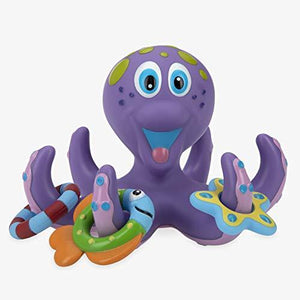 Floating Purple Octopus with 3 Hoopla Rings Interactive Bath Toy - Decotree.co Online Shop