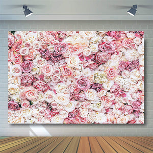 Floral Backdrop for Parties Photoshoot Pink Rose Flowers Wedding Birthday Party Photography Background - Decotree.co Online Shop