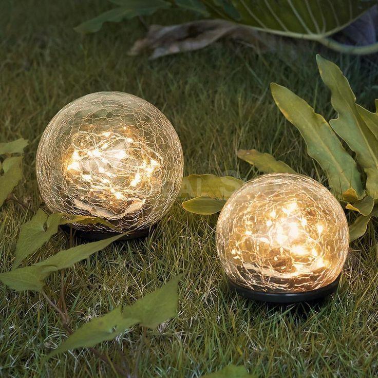 Garden Solar Lights Outdoor, 2 Pack 60 LED Crack Glass Ball Solar Garden Lights, Waterproof Solar Ground Lights for Walkway Garden - Decotree.co Online Shop