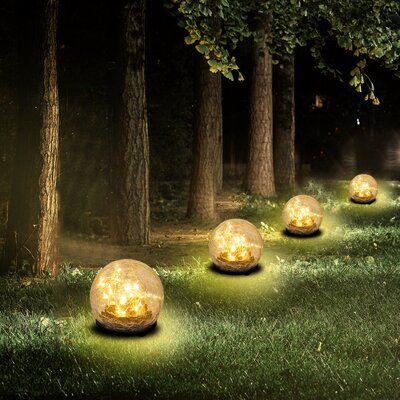 Garden Solar Lights Outdoor, 2 Pack 60 LED Crack Glass Ball Solar Garden Lights, Waterproof Solar Ground Lights for Walkway Garden - Decotree.co Online Shop