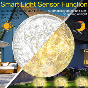 Garden Solar Lights Outdoor, 2 Pack 60 LED Crack Glass Ball Solar Garden Lights, Waterproof Solar Ground Lights for Walkway Garden - Decotree.co Online Shop