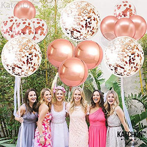 Giant 36 Inch Rose Gold Confetti Balloons - Pack of 21 | Rose Gold Foil Balloons for Rose Gold Balloon Garland Kit | Metallic Rose Gold Balloons for Birthday, Bachelorette, Bridal Shower Decorations - Decotree.co Online Shop