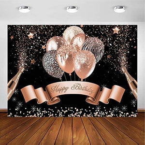 Glitter Balloon Birthday Backdrop for Girls Women Happy Birthday Party Banner - Decotree.co Online Shop