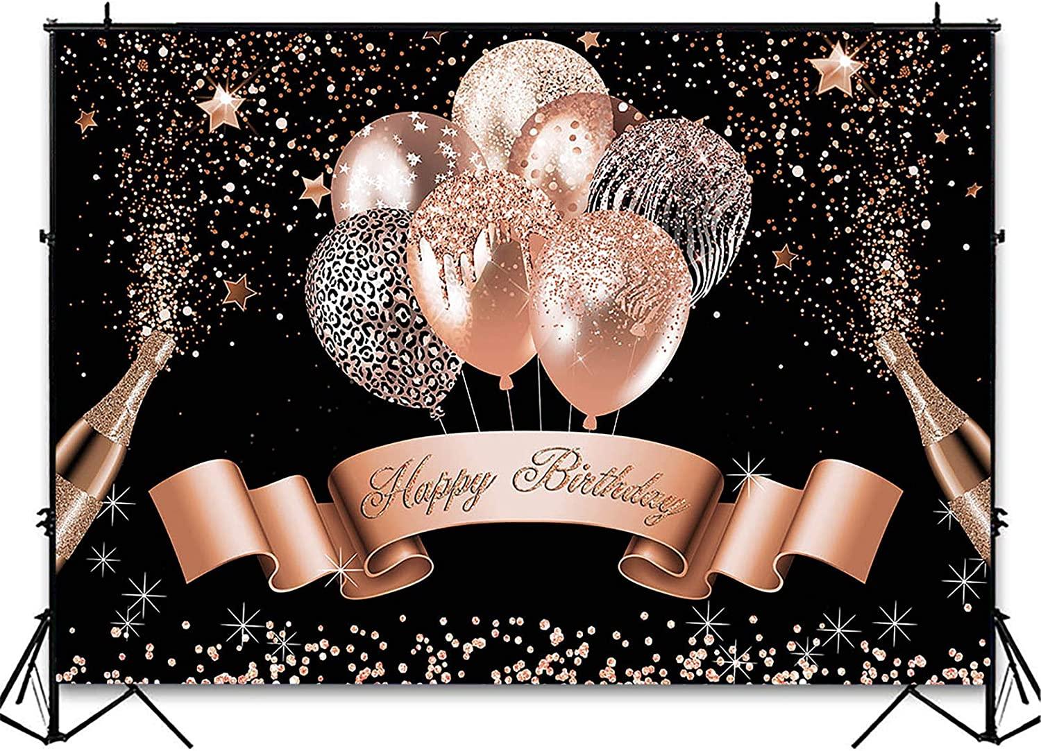 Glitter Balloon Birthday Backdrop for Girls Women Happy Birthday Party Banner - Decotree.co Online Shop