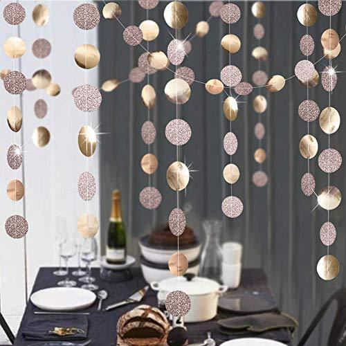 Glitter Champagne Gold Decorations Paper Circle Dots Garland Party Streamers Bunting Backdrop Hanging Decor Banner for weddings - Decotree.co Online Shop