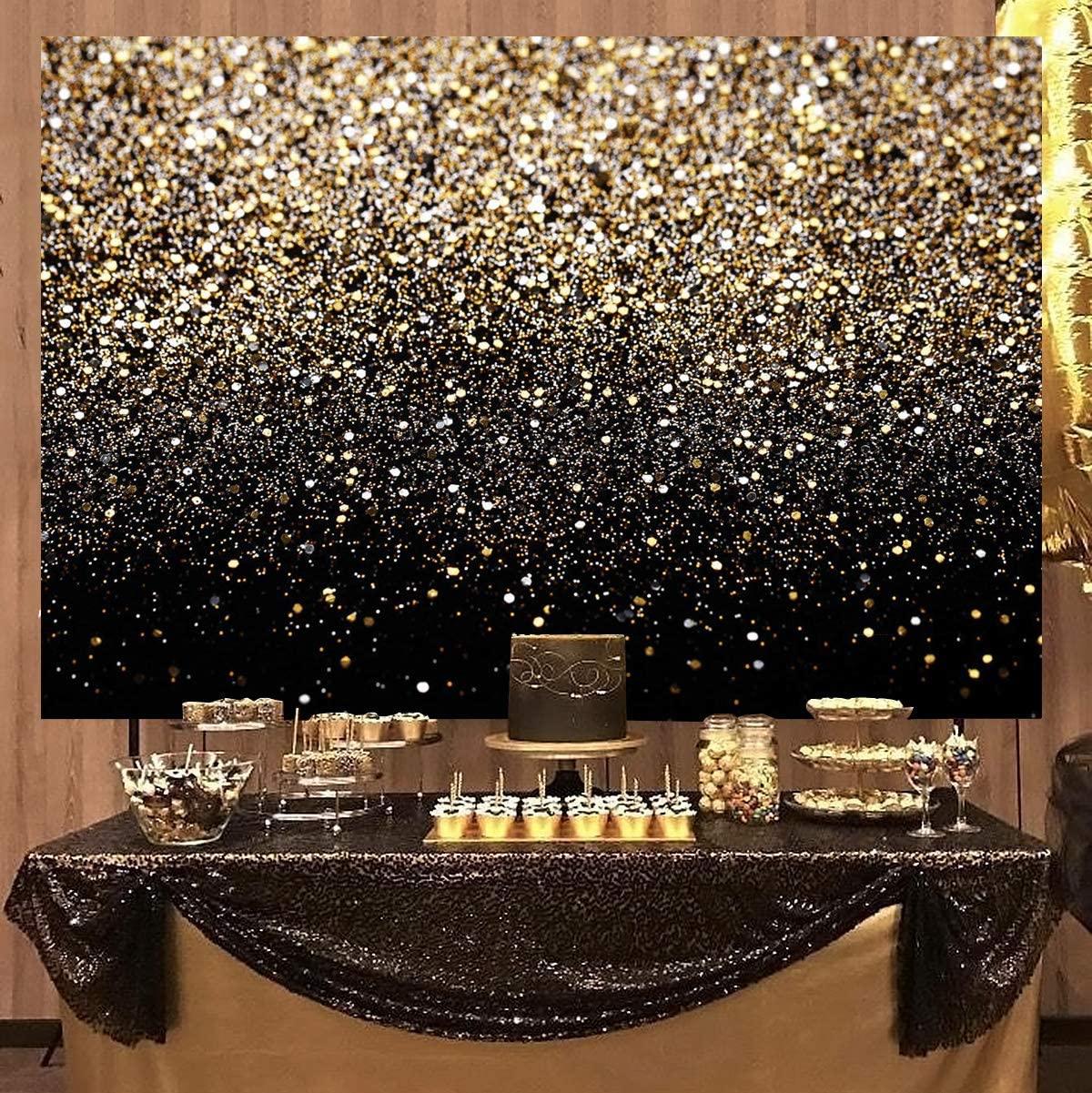 Gold Backdrop Glitter Backdrop Gold Spots Backdrop Black and Gold Backdrop Wedding Backdrop - Decotree.co Online Shop