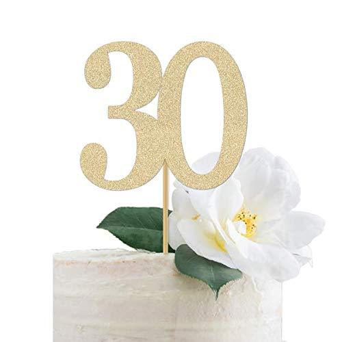 Gold Glitter 30 Cake Topper, 30th Anniversary, Thirtieth Birthday - Decotree.co Online Shop