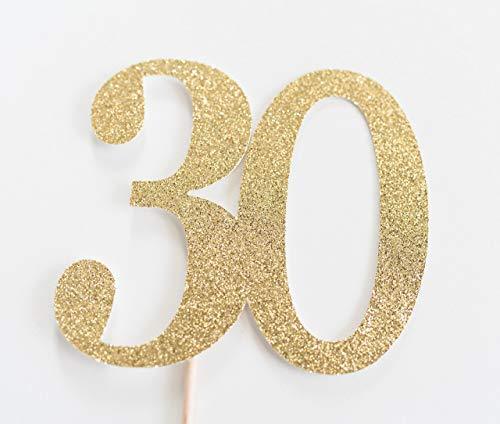 Gold Glitter 30 Cake Topper, 30th Anniversary, Thirtieth Birthday - Decotree.co Online Shop