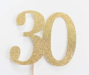 Gold Glitter 30 Cake Topper, 30th Anniversary, Thirtieth Birthday - Decotree.co Online Shop