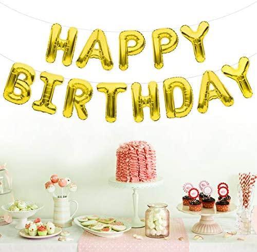 Gold Happy Birthday Balloons Banner Birthday Party Decorations Set for Men and Women with Latex and Confetti Balloons Supplies - Decotree.co Online Shop