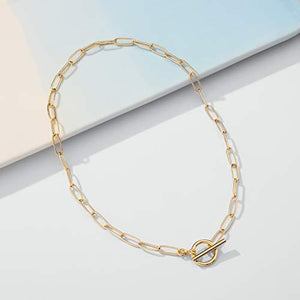 Gold Paperclip Chain Necklace for Women Handmade Choker Oval Chain Necklaces - Decotree.co Online Shop