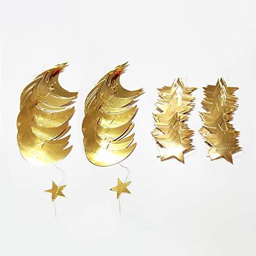 Gold Star Moon Garland Hanging Garands Streamers Banner Backdrop for Twinkle Little Star Party Decoration First Birthday/Baby Shower/Wedding - Decotree.co Online Shop