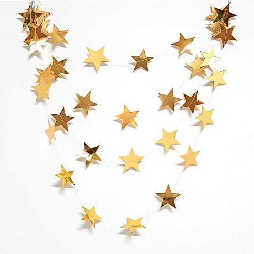 Gold Star Moon Garland Hanging Garands Streamers Banner Backdrop for Twinkle Little Star Party Decoration First Birthday/Baby Shower/Wedding - Decotree.co Online Shop