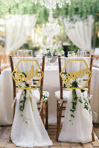 Groom And Bride Hexagon Chair Signs Wooden Chair Sign Groom And Bride Chair Backs Bride And Groom Wedding Chair Decor - Decotree.co Online Shop