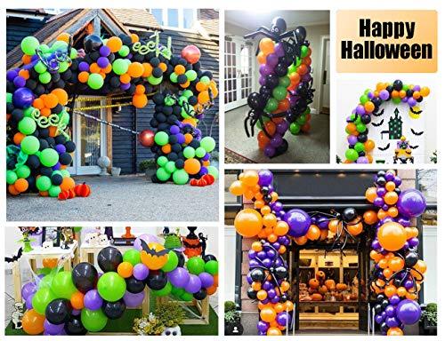 Halloween Balloon Garland Arch kit 227 Pieces with Halloween Spider Web and Bat, Maple Leaf, Eyes Stickers, - Decotree.co Online Shop