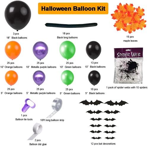 Halloween Balloon Garland Arch kit 227 Pieces with Halloween Spider Web and Bat, Maple Leaf, Eyes Stickers, - Decotree.co Online Shop