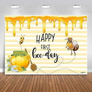 Happy 1st Bee-Day Backdrop Honey Bumble Bee Theme Baby Shower Party Decorations - Decotree.co Online Shop