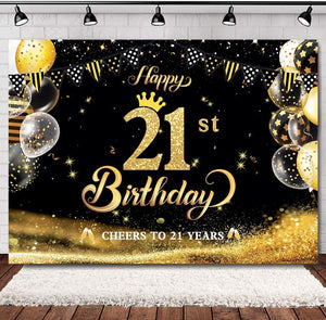 Happy 21th Birthday Backdrop Photography Cheers to 21 Years Backdrop Banners Balloons - Decotree.co Online Shop