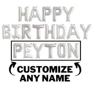 Happy Birthday Balloon Banner Custom Name Letter Balloons - Gold, Silver & Rose Gold Birthday Party Decorations - DIY Birthday Party - Decotree.co Online Shop