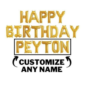 Happy Birthday Balloon Banner Custom Name Letter Balloons - Gold, Silver & Rose Gold Birthday Party Decorations - DIY Birthday Party - Decotree.co Online Shop