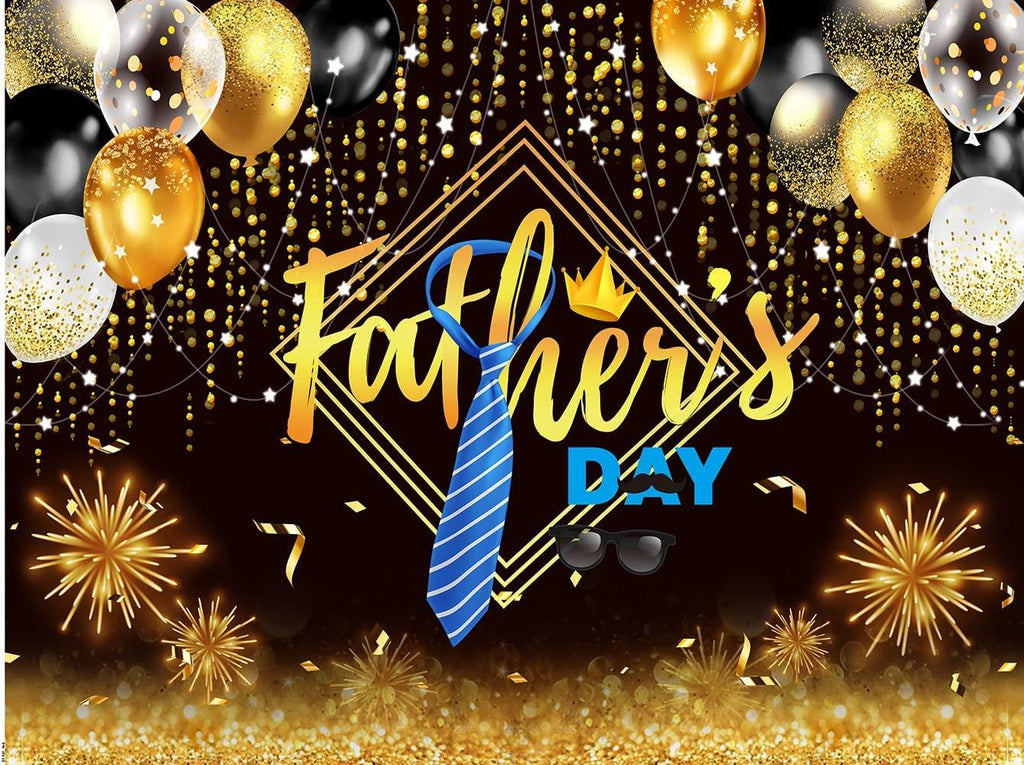 Happy Father's Day Backdrop Black and Gold Balloons Father's Day Theme Party Decorations - Decotree.co Online Shop