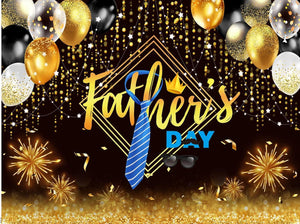 Happy Father's Day Backdrop Black and Gold Balloons Father's Day Theme Party Decorations - Decotree.co Online Shop