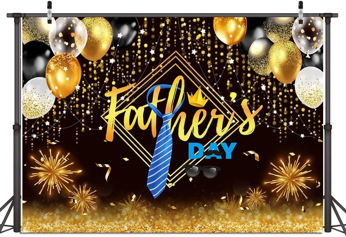 Happy Father's Day Backdrop Black and Gold Balloons Father's Day Theme Party Decorations - Decotree.co Online Shop