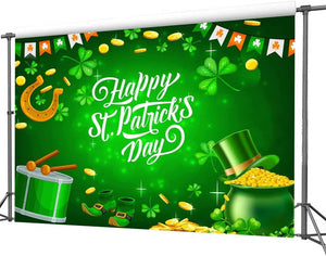 Happy St. Patrick's Day Backdrop Spring Bokeh Sequins Lucky Green Shamrock Photography Background - Decotree.co Online Shop