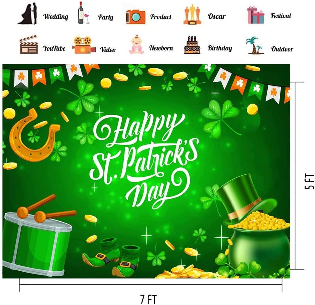 Happy St. Patrick's Day Backdrop Spring Bokeh Sequins Lucky Green Shamrock Photography Background - Decotree.co Online Shop