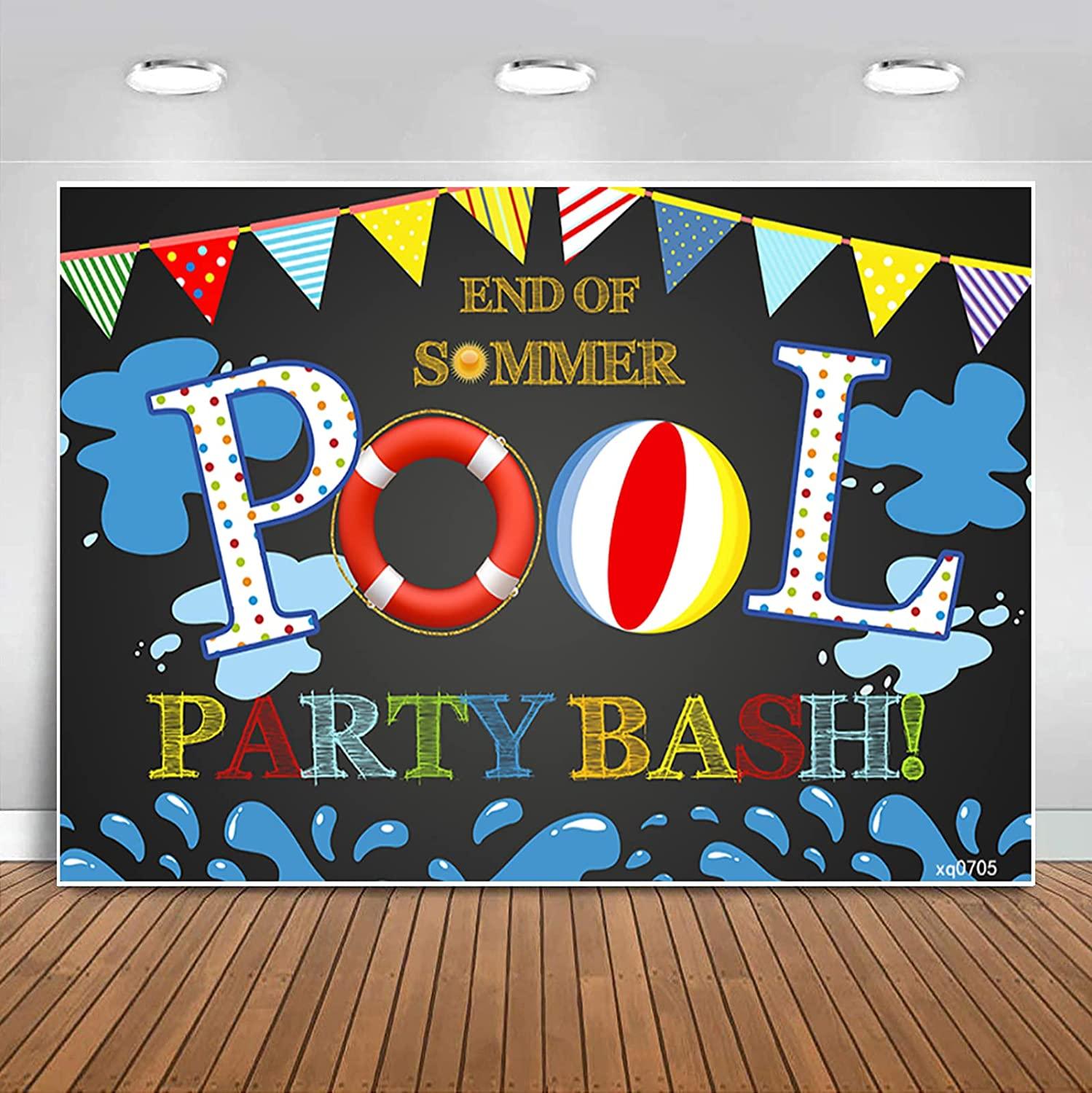 Hello Summer Pool Party Backdrop Tropical Swimming Ring Balls Hawaiian Birthday Photography Background - Decotree.co Online Shop