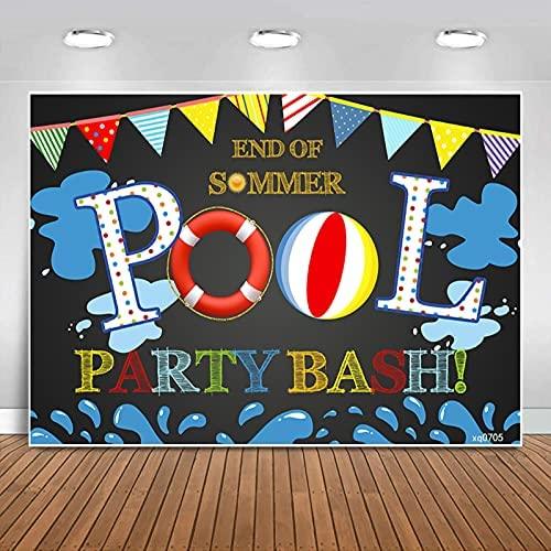 Hello Summer Pool Party Backdrop Tropical Swimming Ring Balls Hawaiian Birthday Photography Background - Decotree.co Online Shop