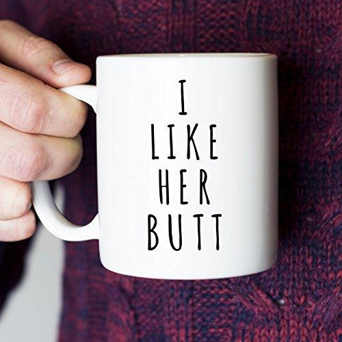 I Like His Beard, I Like Her Butt Couples Funny Coffee Mug Set 11oz - Unique Wedding Gift For Bride and Groom - His and Hers Anniversary Present Husband and Wife - Decotree.co Online Shop