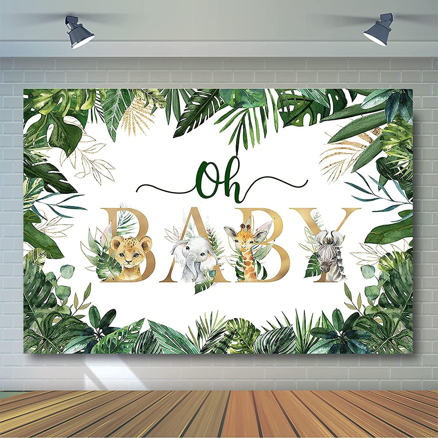 Jungle Animals Oh Baby Backdrop for Baby Shower Decoration Photography Background - Decotree.co Online Shop