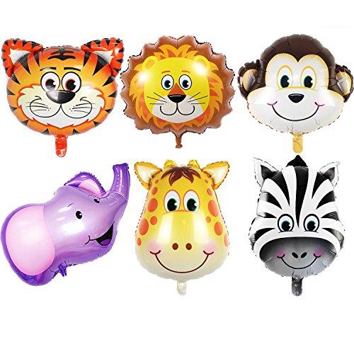 JUNGLE SAFARI ANIMALS BALLOONS, 6pcs 22 Inch Giant Zoo Animal Balloons Kit Birthday Party Decorations - Decotree.co Online Shop