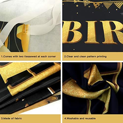 Large Happy 16th Birthday Decoration Banner, Black and Gold Happy 16th Birthday Banner Sign, 16th Birthday Party Decorations Supplies(9.8x1.6ft) - Decotree.co Online Shop