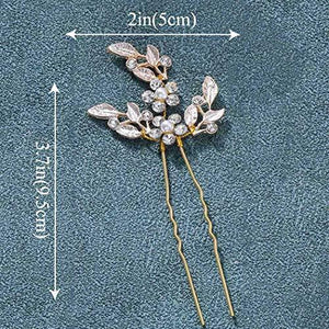 Leaf Bride Wedding Hair Pins Crystal Bridal Head Dress Pearl Hair Accessories for Women and Girls (Pack of 3) (C Gold) - Decotree.co Online Shop