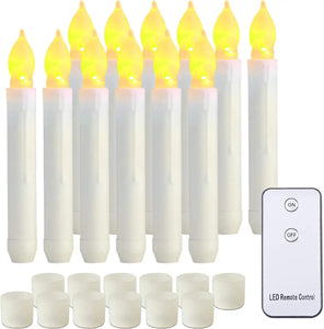 LED Batteries Operated Taper Candles with Remote, Flickering Light Flameless Taper Window Candles - Decotree.co Online Shop