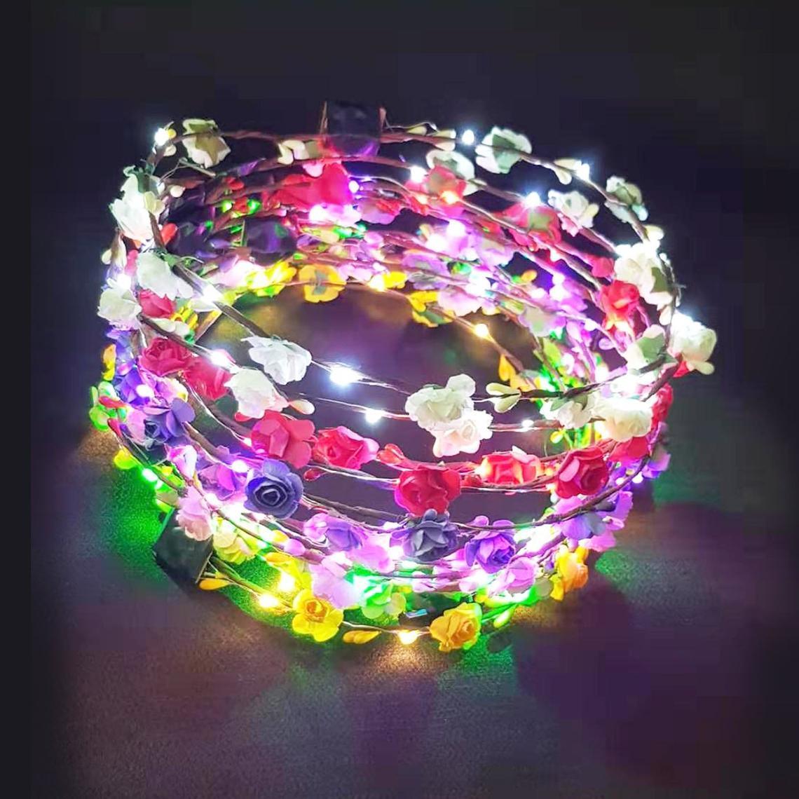 Led Flower Crown 20 Pieces Light Up Led Flower Wreath, Led Flower Headband For Bachelorette Party, Kids Birthday Party, Halloween - Decotree.co Online Shop