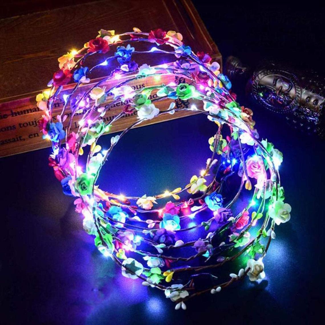 Led Flower Crown 20 Pieces Light Up Led Flower Wreath, Led Flower Headband For Bachelorette Party, Kids Birthday Party, Halloween - Decotree.co Online Shop