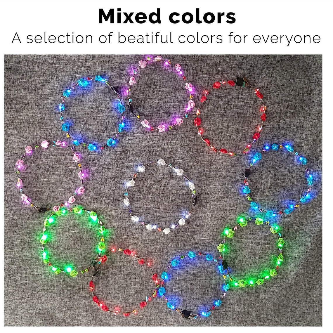 Led Flower Crown 20 Pieces Light Up Led Flower Wreath, Led Flower Headband For Bachelorette Party, Kids Birthday Party, Halloween - Decotree.co Online Shop