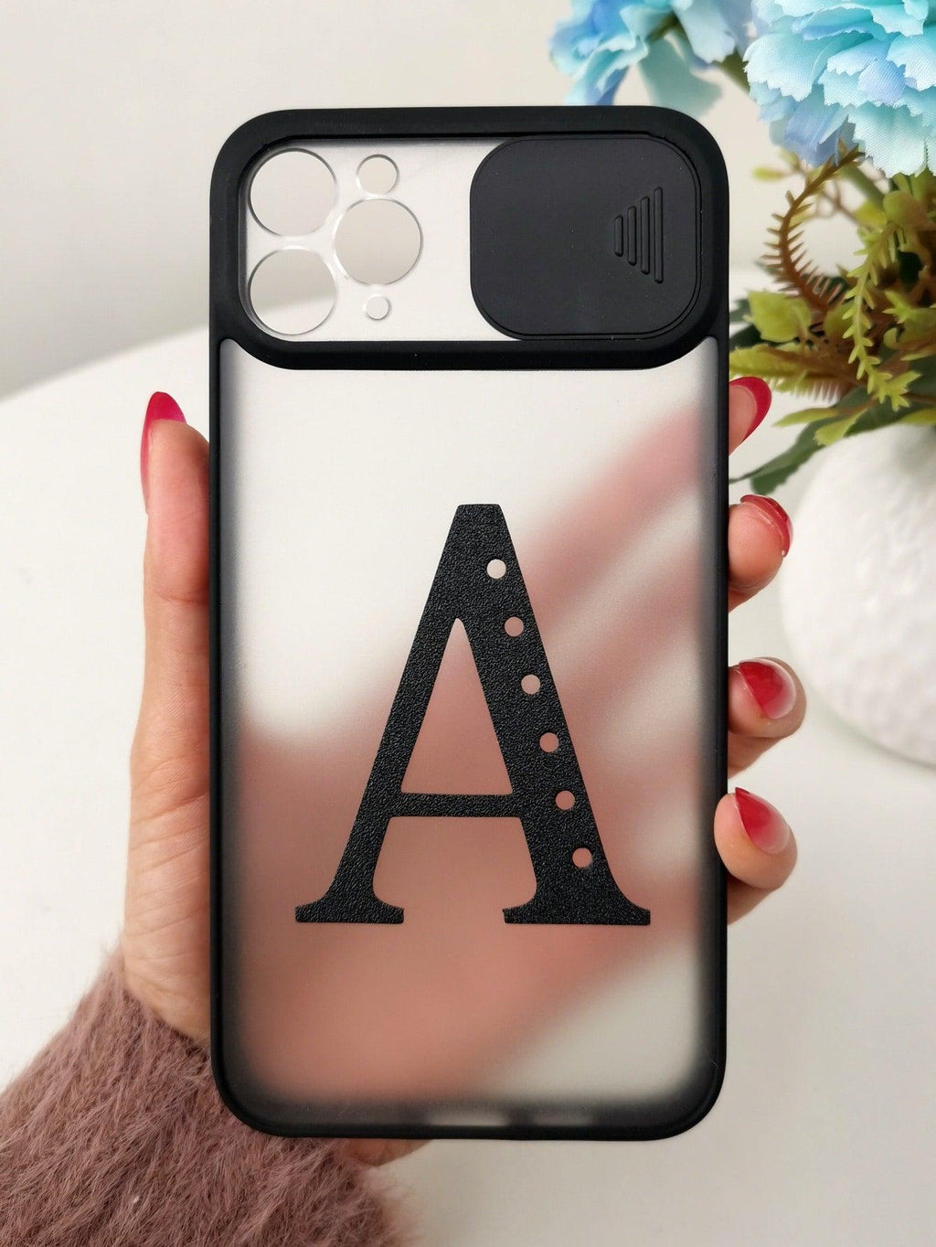 Letter Graphic Phone Case With Slide Camera Cover - Decotree.co Online Shop