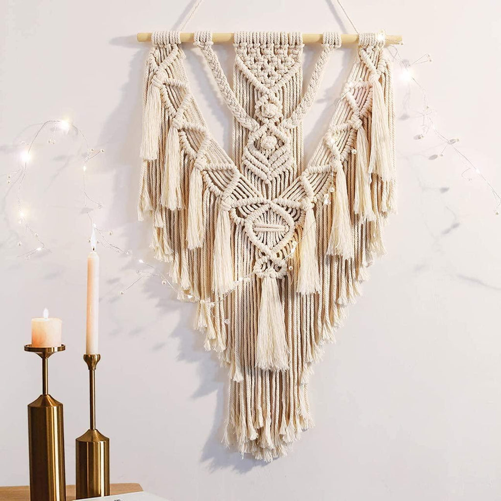 Macrame Boho Wall Hanging Decor, Geometric Woven Tapestry Chic Cotton Handmade Bohemian Art - Decotree.co Online Shop