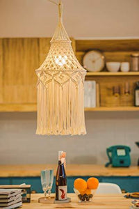 Macrame Lamp Shade Boho Hanging Pendant Light Cover Office Bedroom Living Room - Decotree.co Online Shop