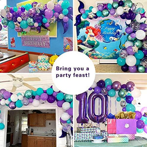 Mermaid Balloon Garland Kit, Purple Green Confetti Balloons for Birthday Party Decorations - Decotree.co Online Shop