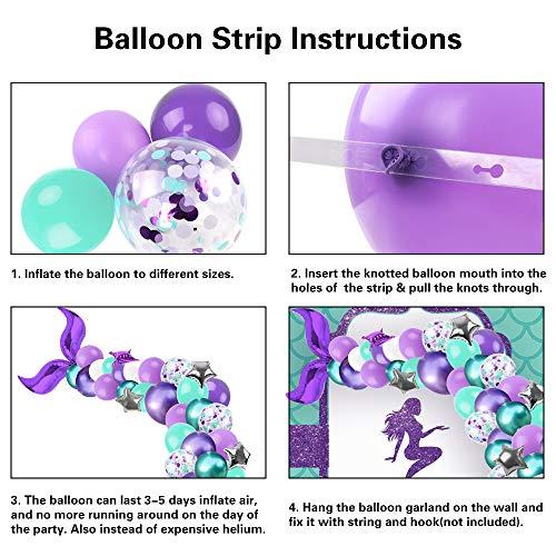 Mermaid Balloon Garland Kit, Purple Green Confetti Balloons for Birthday Party Decorations - Decotree.co Online Shop