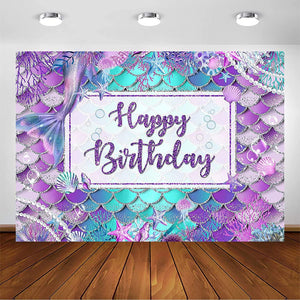 Mermaid Birthday Backdrop for Girl Under The Sea Party Photography Background - Decotree.co Online Shop