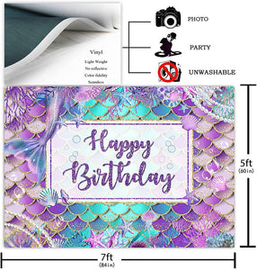 Mermaid Birthday Backdrop for Girl Under The Sea Party Photography Background - Decotree.co Online Shop