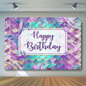 Mermaid Birthday Backdrop for Girl Under The Sea Party Photography Background - Decotree.co Online Shop